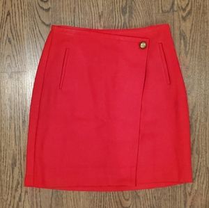 Talbots size 2 red faux wrap wool skirt